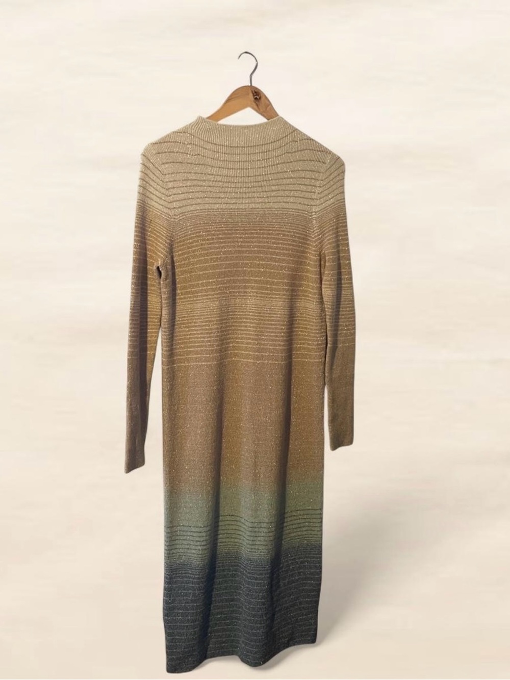 Ann Taylor Ombre Mock Neck Midi Sweater Dress Long Sleeve Size M